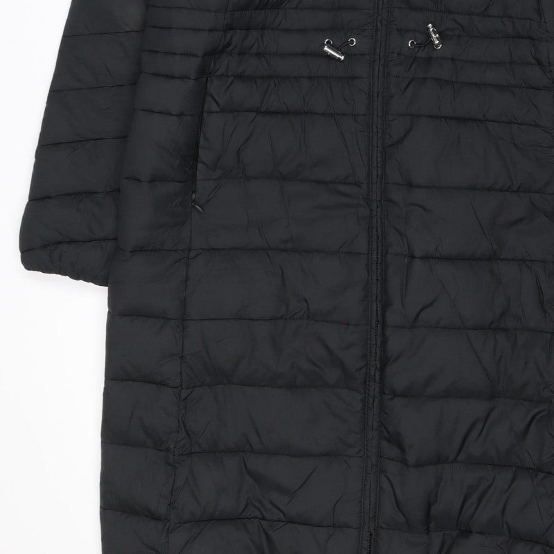 George Women’s Black S Long Hooded Puffer Jacket Quilted