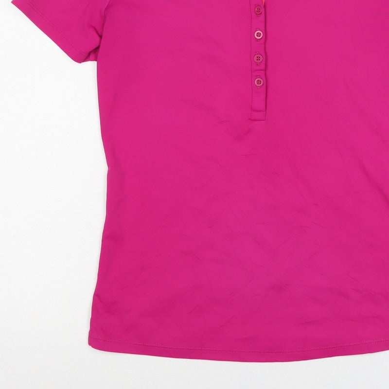 Marks and Spencer Women Pink UK 8 Performance Mesh Golf Polo Top