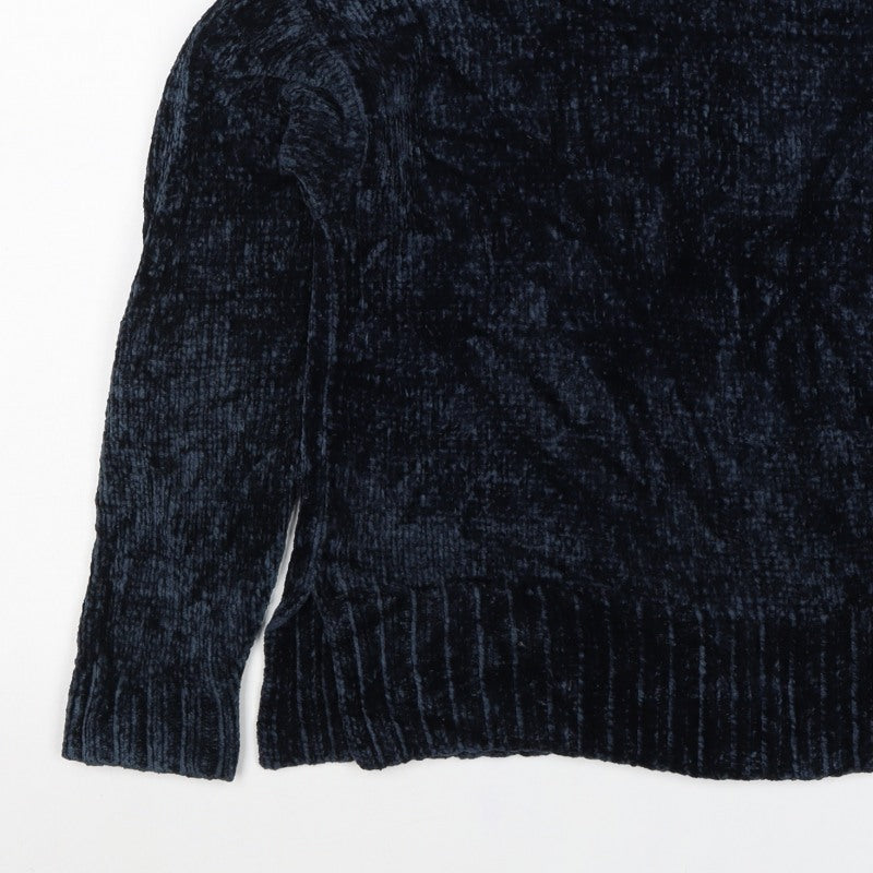Marks and Spencer Women Navy UK 16 Roll Neck Chunky Knit Jumper