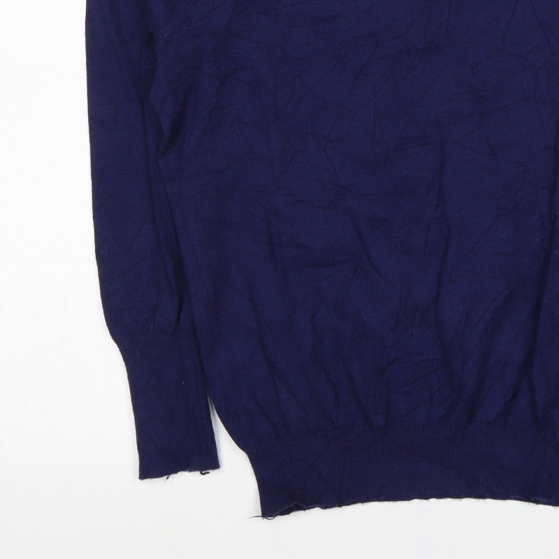 Savida Women’s Navy Pearl Button Back Jumper UK 14 Large Knit