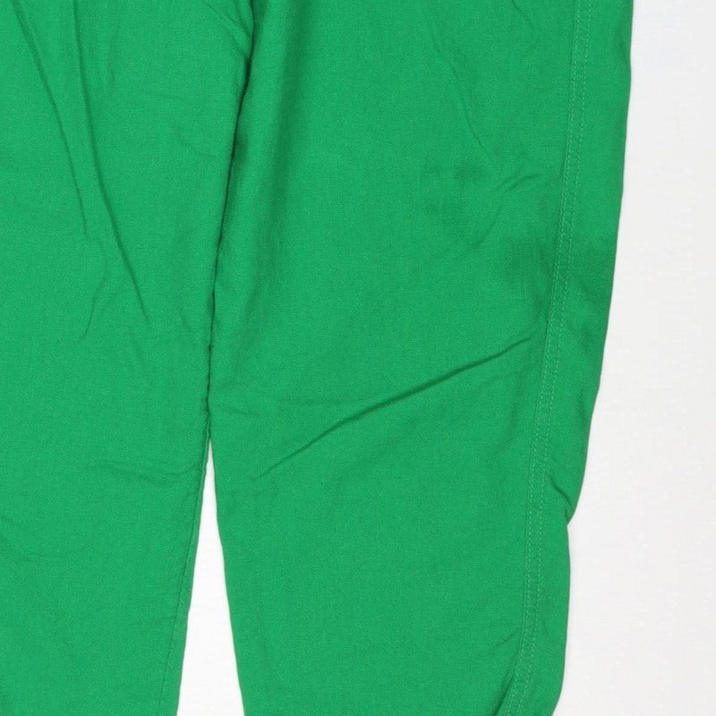 Marks & Spencer Women Green Size 16 Relaxed Wide Leg Drawstring Trousers