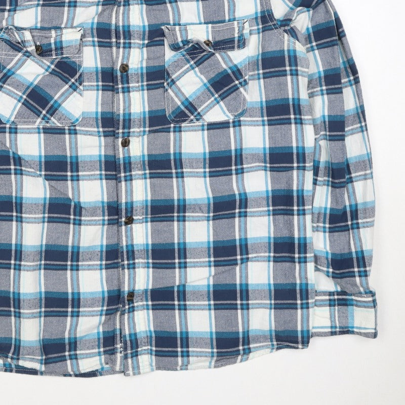 Fat Face Men's Blue Plaid Cotton Long Sleeve Button-Up Shirt XL