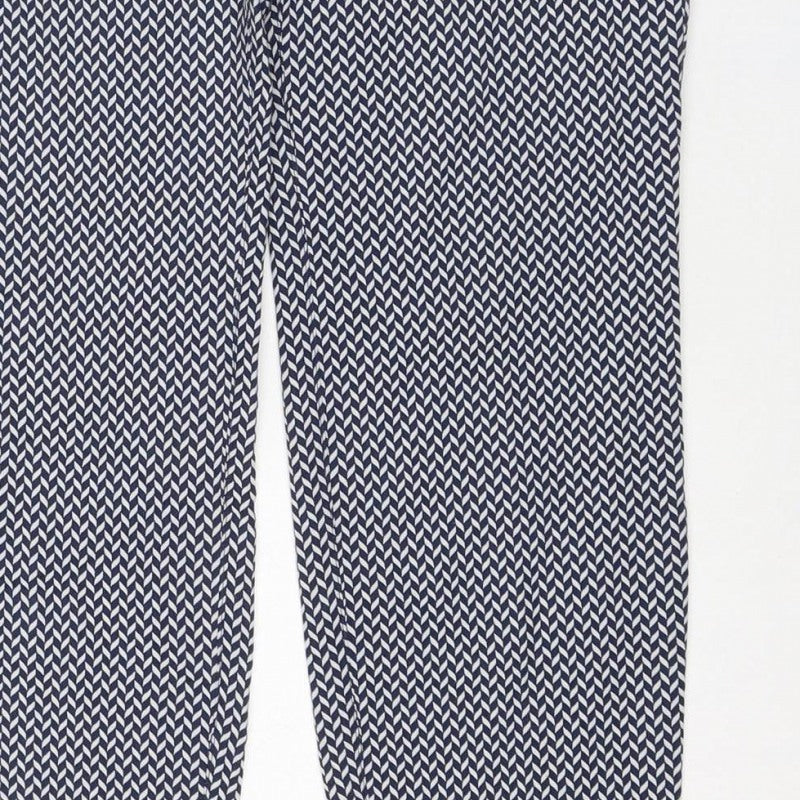 Next Women’s Blue Herringbone Straight Trousers UK 10 Regular