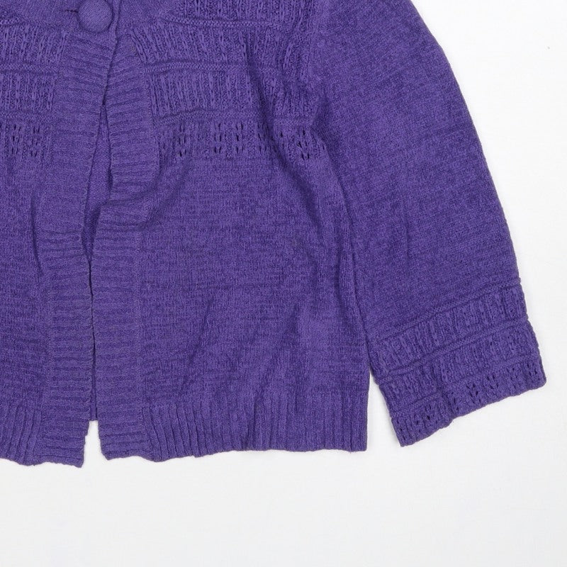 Klass Collection Women’s Purple S Open Knit Button Cardigan