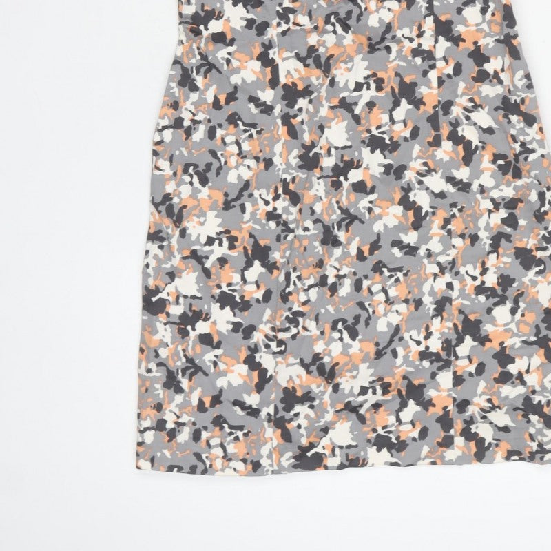 French Connection Women Grey Camo Print Size 8 Sheath Dress Belted