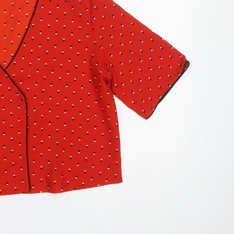 MNG Basics Women Red M Polka Dot Wrap Blouse Flutter Sleeve