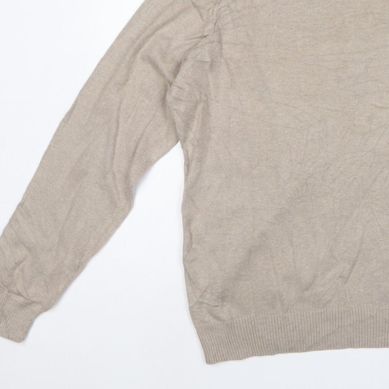 Peter Gribby Men’s Beige XL Cotton Silk Crew Neck Pullover Jumper