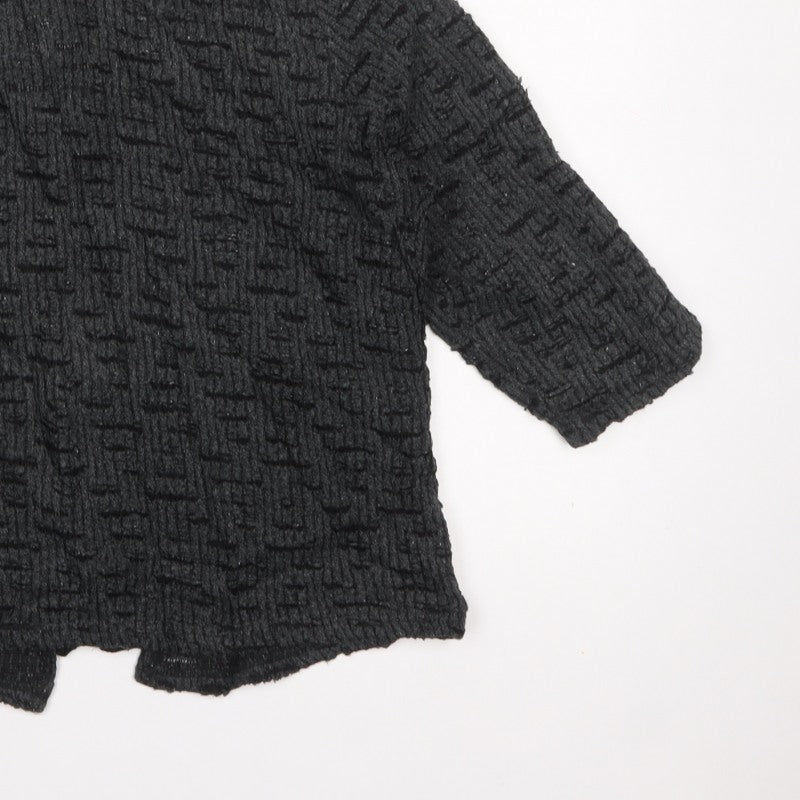 Per Una Women Black L Textured Knit Button V-Neck Cardigan