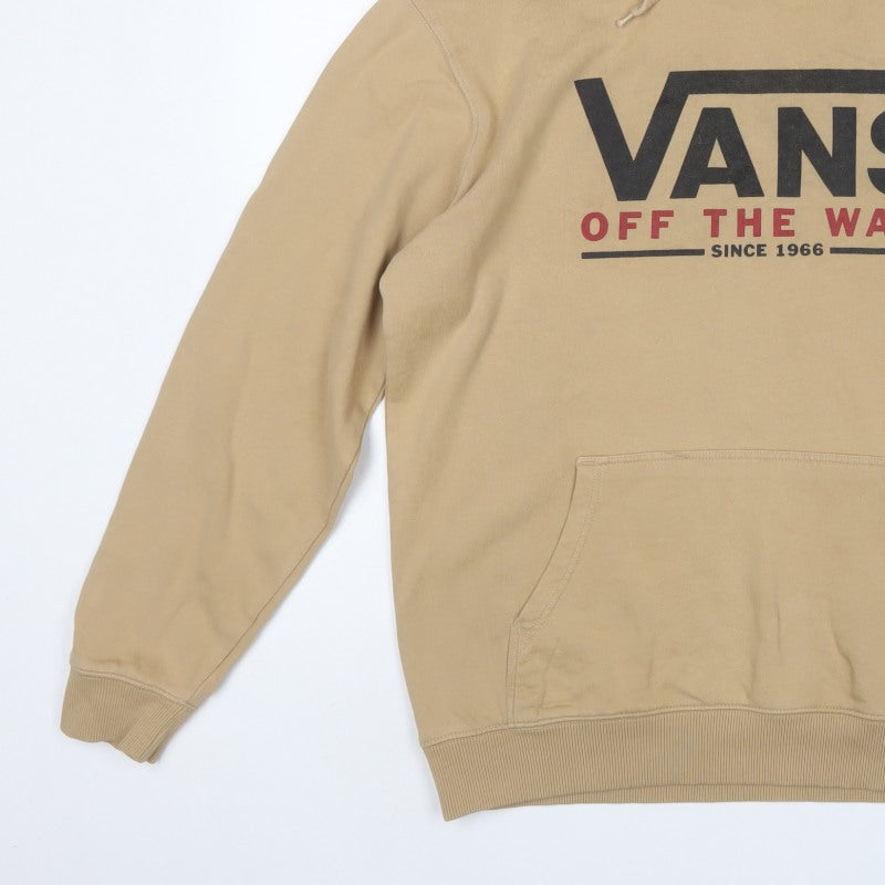 Vans Men’s Beige M Pullover Hoodie Logo Graphic Fleece