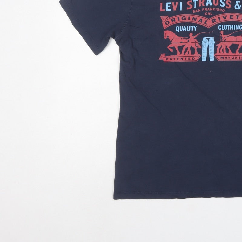 Levi's Men's Blue M Graphic Logo Crew Neck Short Sleeve T-Shirt