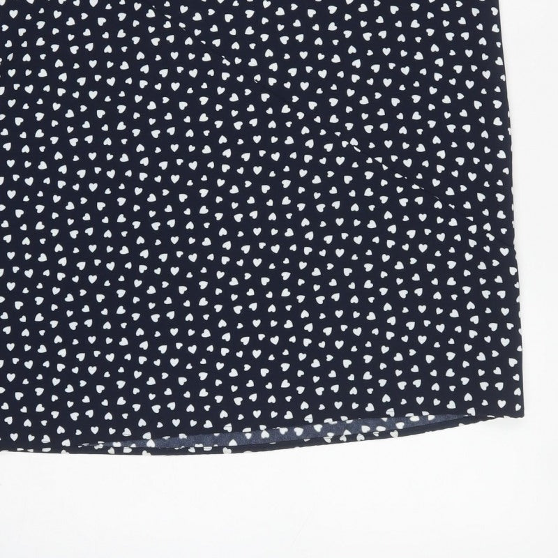 Next Women’s Black Heart Print Midi Pencil Skirt UK 8