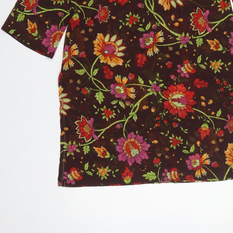 Per Una Women’s Multicoloured Floral Sheer Tunic Blouse M