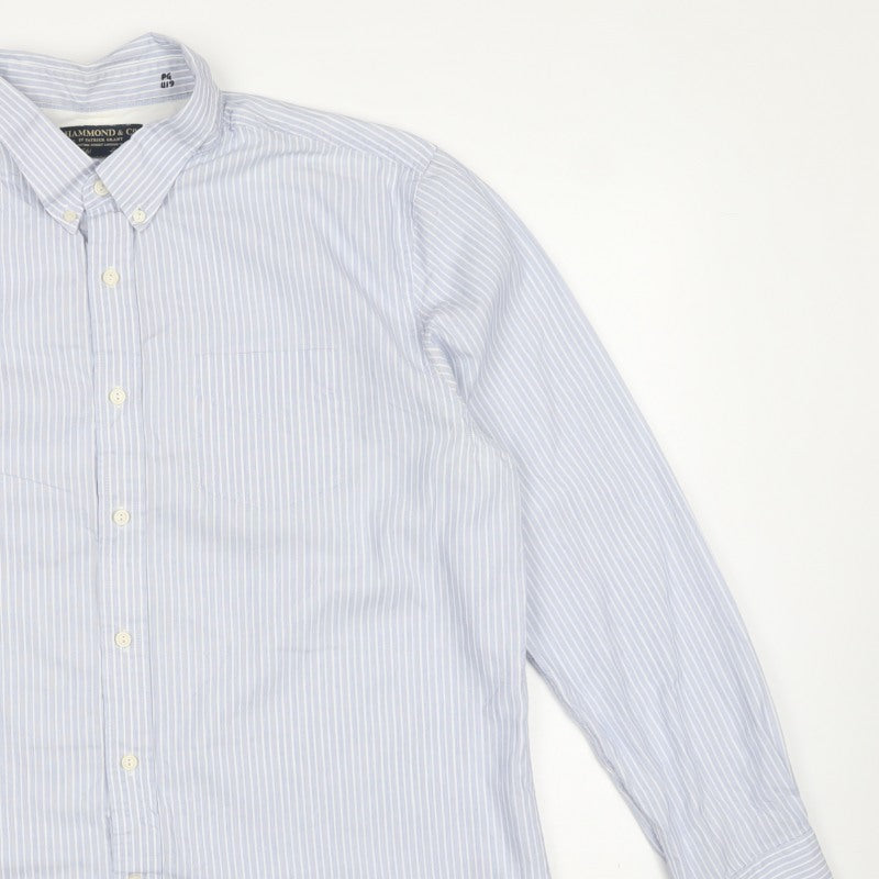 Hammond & Co. Men’s Blue Striped Button Down Cotton Shirt XL
