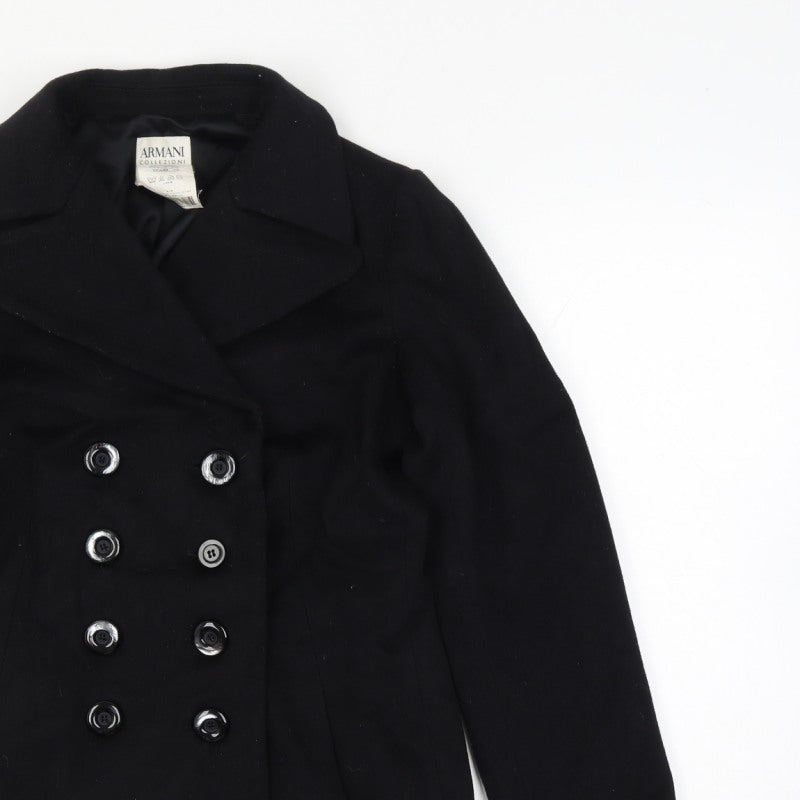 Armani Collezioni Women’s Black Wool Pea Coat UK 10 Buttoned