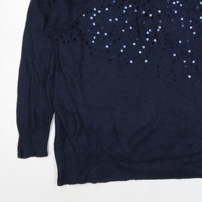 Next Women’s Navy Blue Size 20 Sequin Crew Neck Knit Jumper