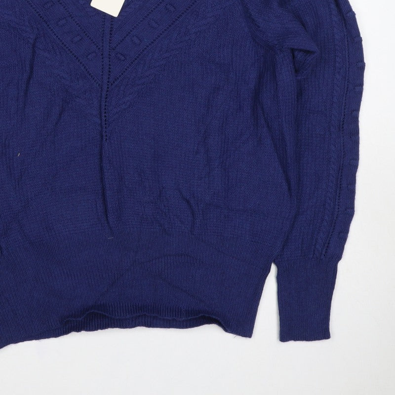 Per Una Women’s Blue UK 14 Alpaca Blend Cable Knit Pullover Jumper