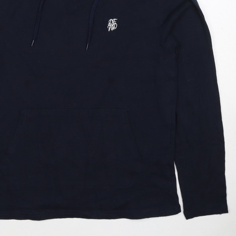 Defend Men’s Blue M Pullover Hoodie Logo Cotton Kangaroo Pocket