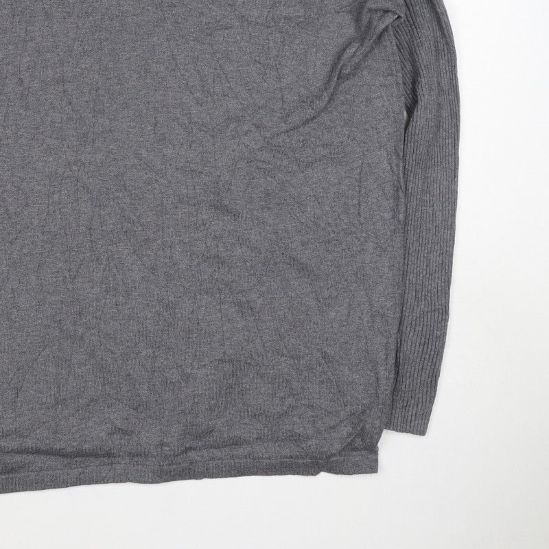 Vero Moda Women Grey M Scoop Neck Long Sleeve Knit Pullover Jumper