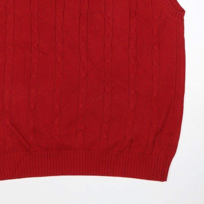 Tom Hanson Men’s Red L Cable Knit Cotton V-Neck Jumper Vest
