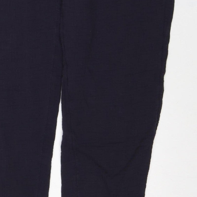 Per Una Women’s Navy Size 12 Cotton Elastic Waist Trousers