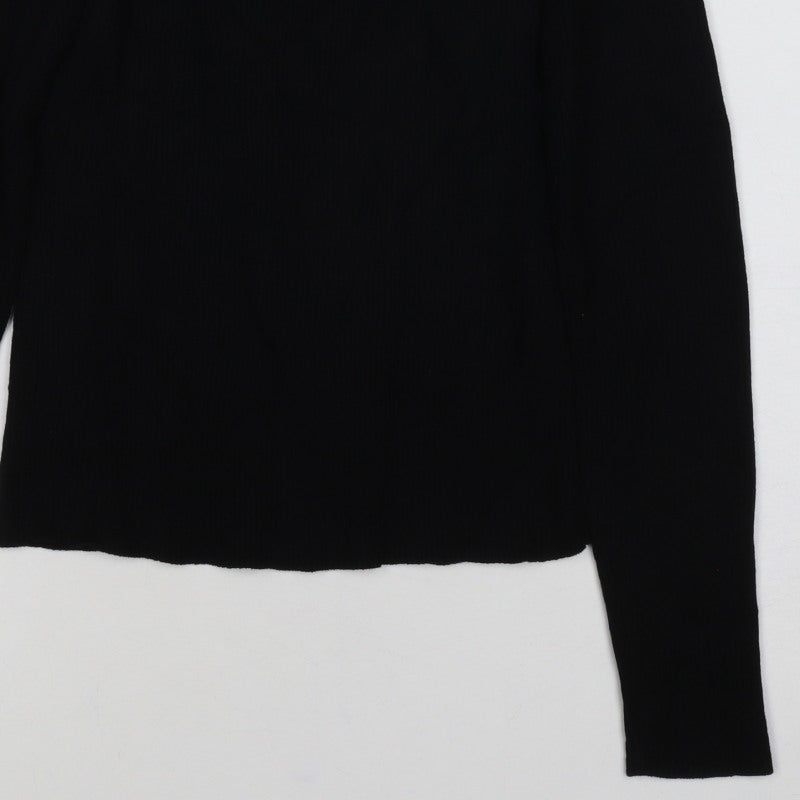 Hush Women’s Black Size S Ribbed Cotton Raglan Knit Jumper
