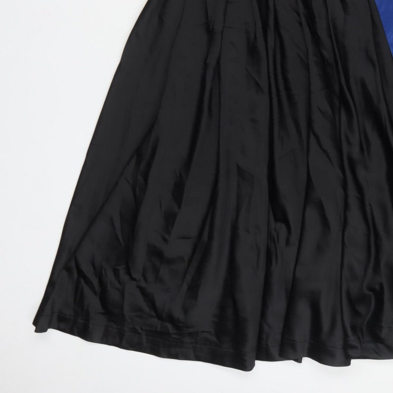Lindy Bop Women Black Blue Size 10 Fit & Flare Satin Long Dress