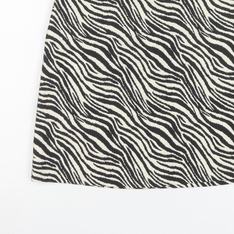 Warehouse Women Black White UK 8 Zebra Print Pencil Mini Skirt