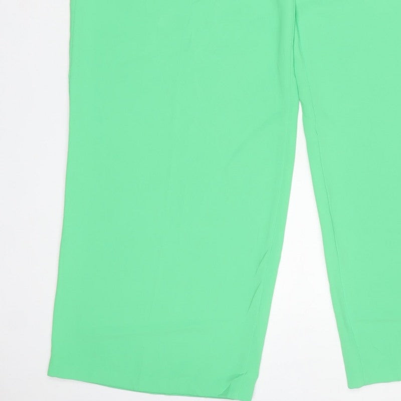 Marks and Spencer Women Green UK 18 Long Wide-Leg Drawstring Trousers