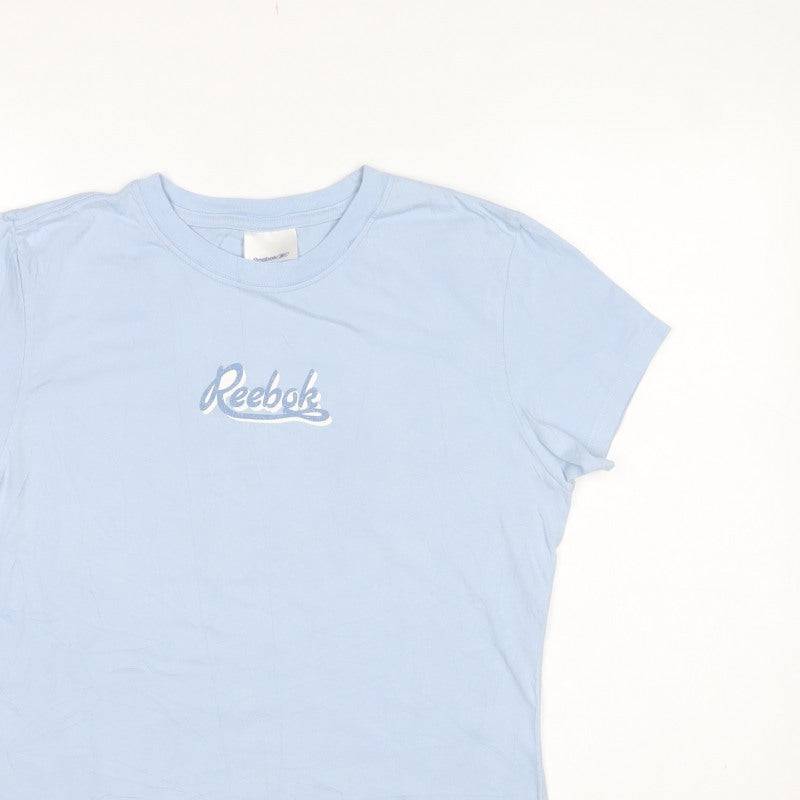 Reebok Women Blue UK 14 Basic Cotton Logo T-Shirt