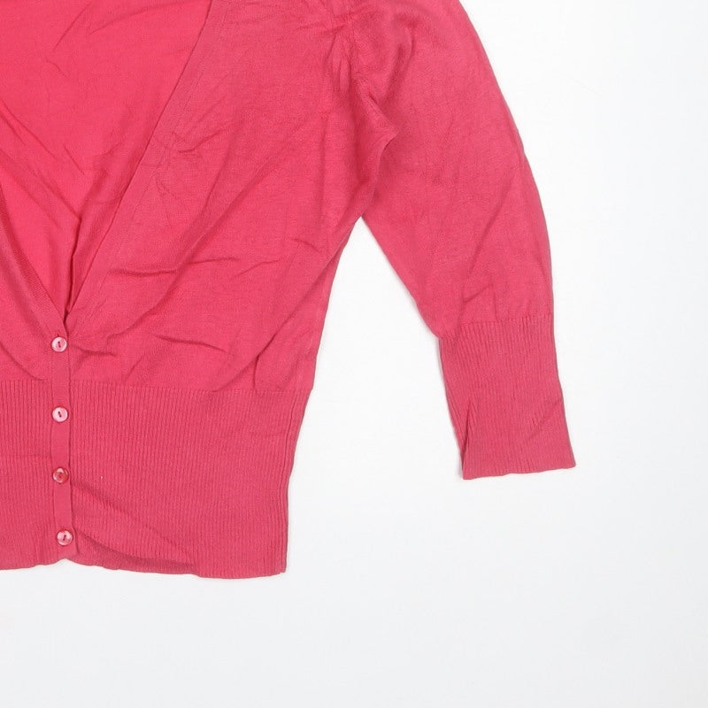 Next Women’s Pink UK 16 V-Neck Button Knit Cardigan Long Sleeve
