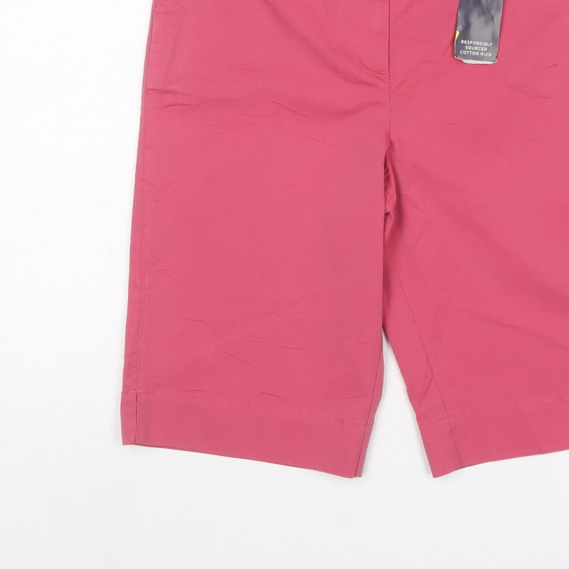 Marks & Spencer Women Pink Size 8 Cotton Blend Bermuda Shorts NWT