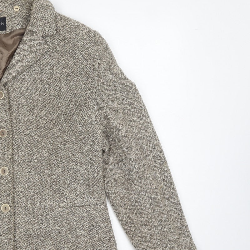 Alexon Women Beige Tweed Blazer UK 16 Classic 4 Button Lined