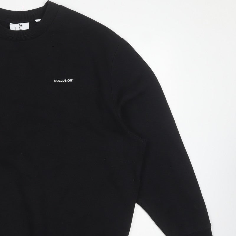COLLUSION Men’s Black L Logo Crew Neck Pullover Sweatshirt