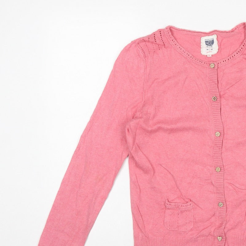 Mantaray Women’s Pink Size 14 Button Crochet Pocket Cardigan