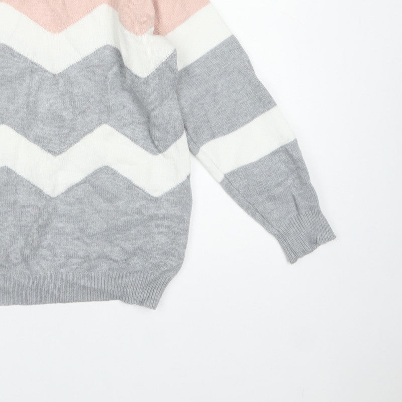 Roman Women’s Multicoloured Geometric Knit Pullover Jumper UK 10