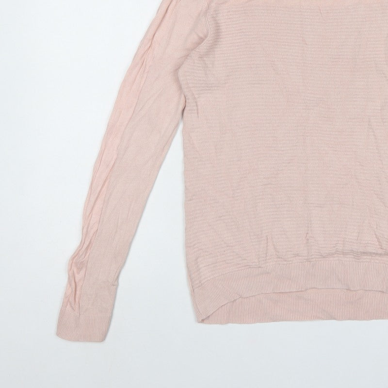 Selects Women Pink S Fine Knit Crew Neck Long Sleeve Jumper