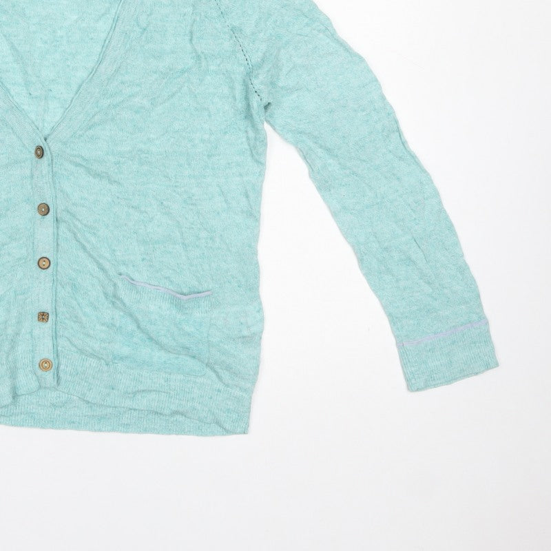 White Stuff Women’s Blue UK 12 V-Neck Button Pocket Knit Cardigan