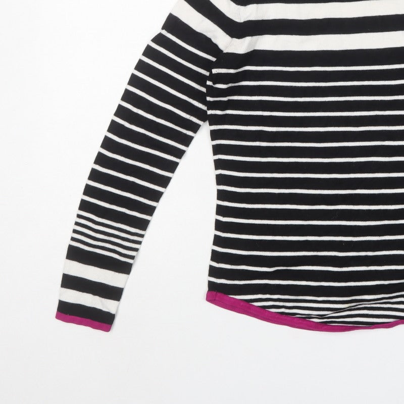 M&Co Women’s Petite Black White Stripe Boat Neck Knit Jumper UK 8