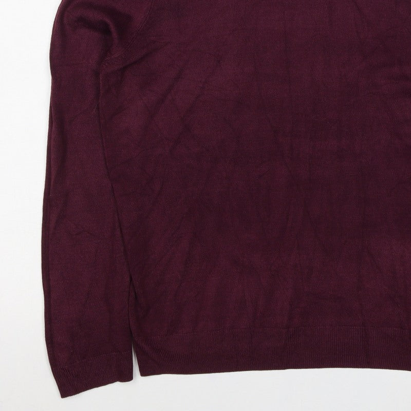 BHS Womens Red Roll Neck Fine Knit Pullover Jumper UK 14