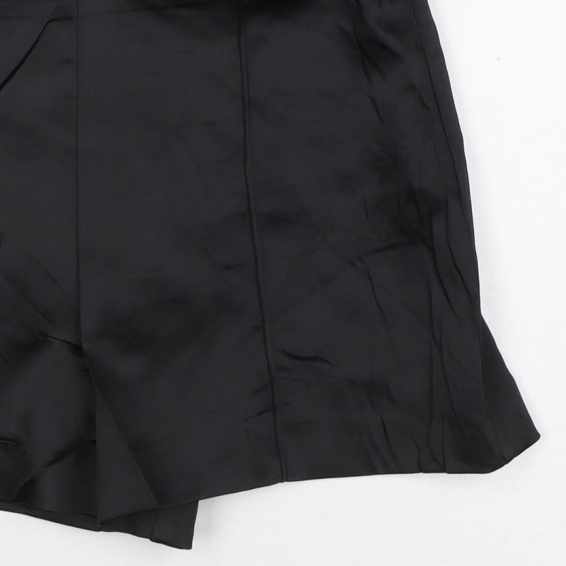 Zara Women Black S Satin Effect Tailored Shorts NWT