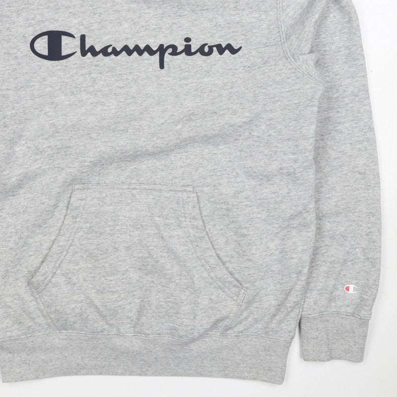 Champion Men’s Grey Small Pullover Logo Hoodie Fleece Pocket