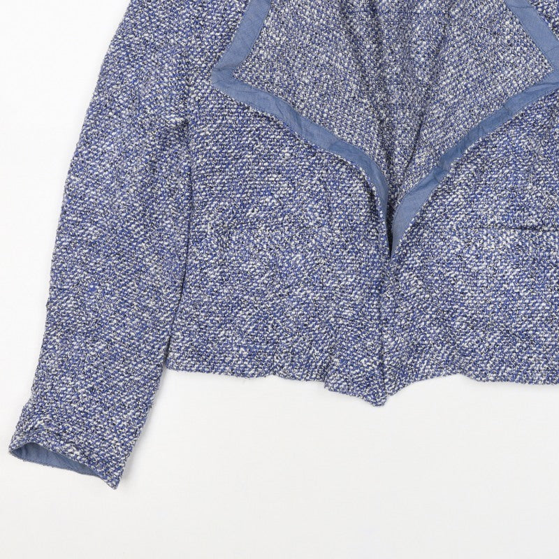 Talbots Women Blue Petite S Knit Open Front Blazer Jacket Short