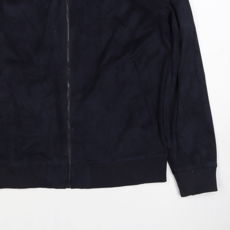 Zara Man Blue M Bomber Jacket Full Zip Casual Pockets