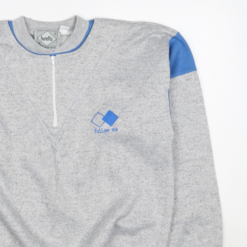 Baretta Men Grey Blue M 1/4 Zip Retro Logo Sweatshirt