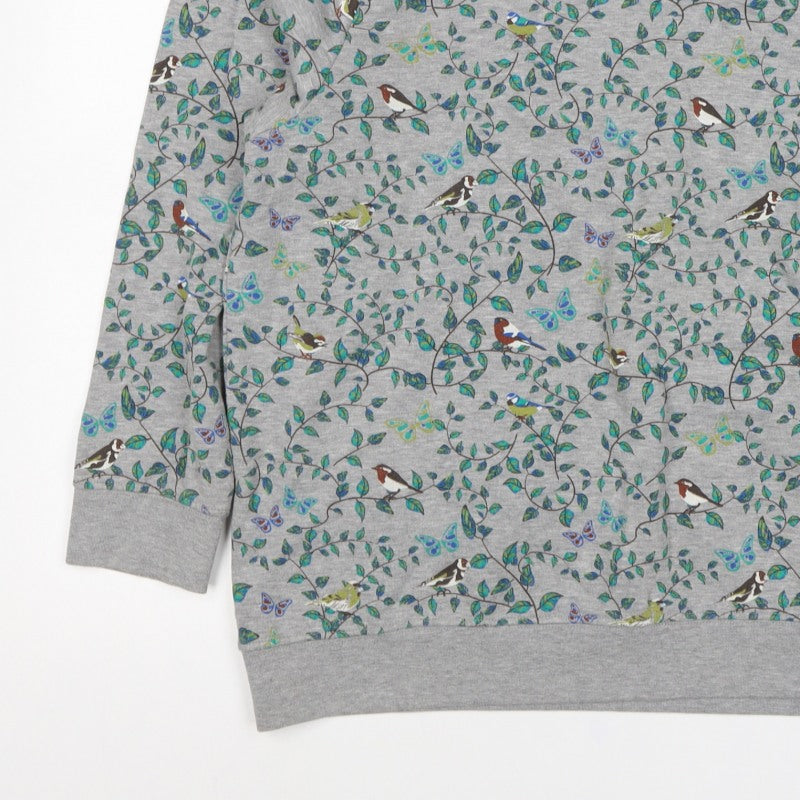 Cotton Traders Women’s Grey Bird Print Crew Neck Sweatshirt UK 20