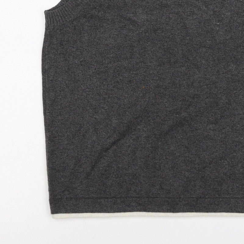 M&S Womens Grey M Crew Neck Sleeveless Knit Jumper Vest