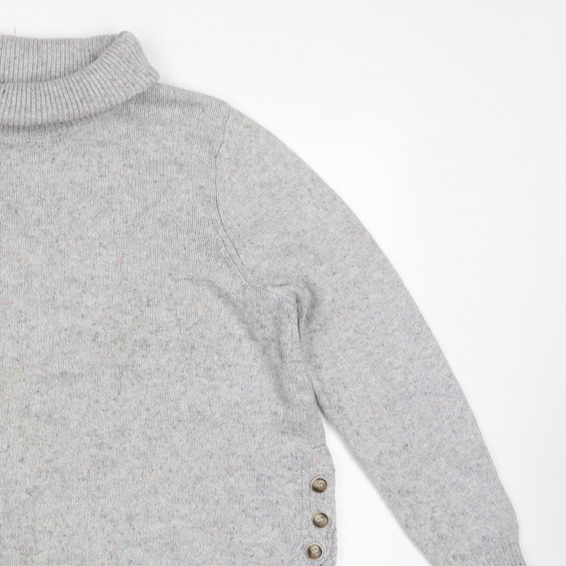 White Stuff Women Grey Roll Neck Button Side Knit Jumper UK 16