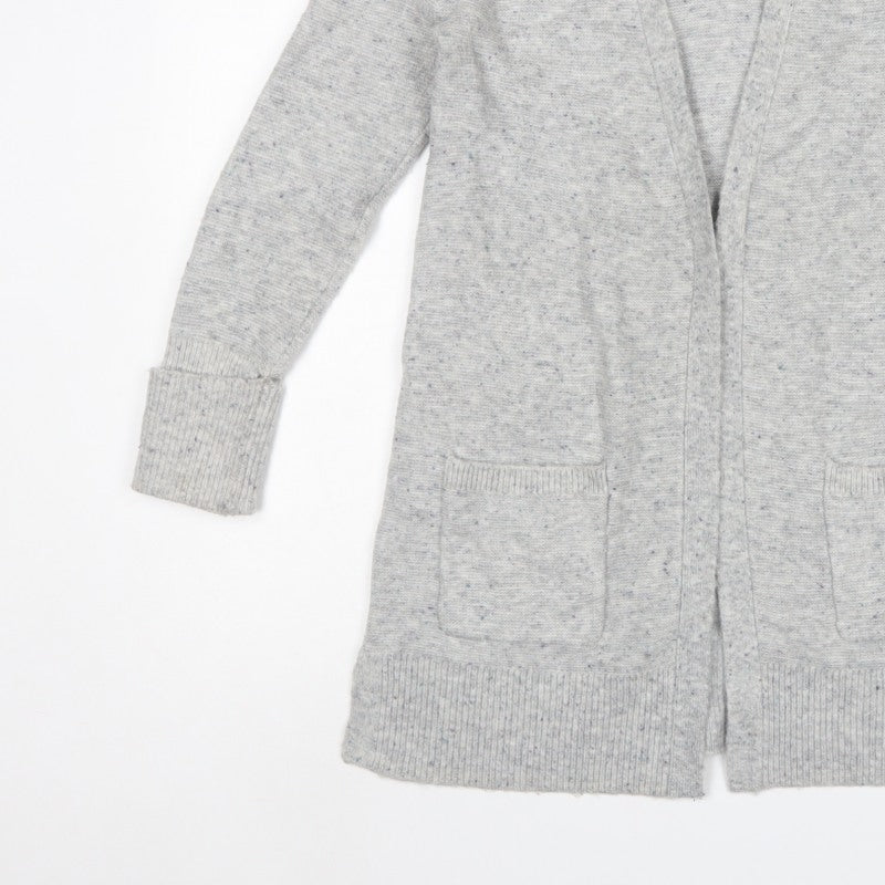 Monsoon Women Grey Size S Open Longline Knit Cardigan Pockets