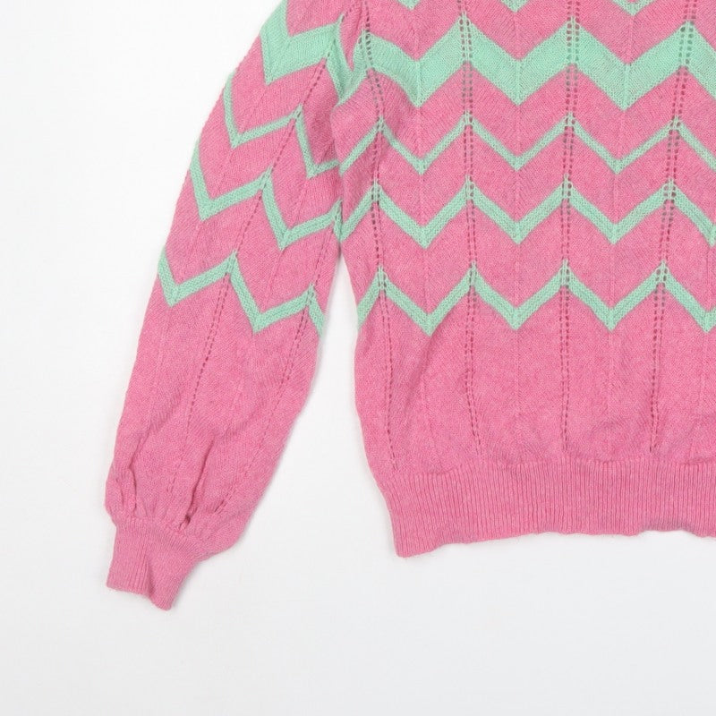 Hush Women’s Pink Alpaca Wool Chevron Knit Jumper Size S