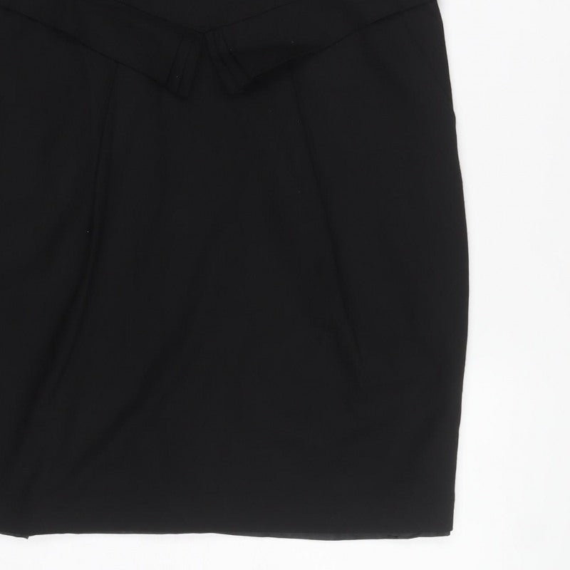 Next Women’s Black UK 14 Pencil Dress Square Neck Cap Sleeve Lined